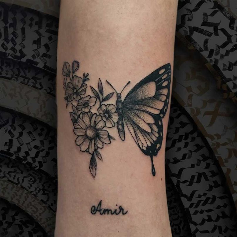 Ganesha Tattoo tatuajes lineal de mariposa