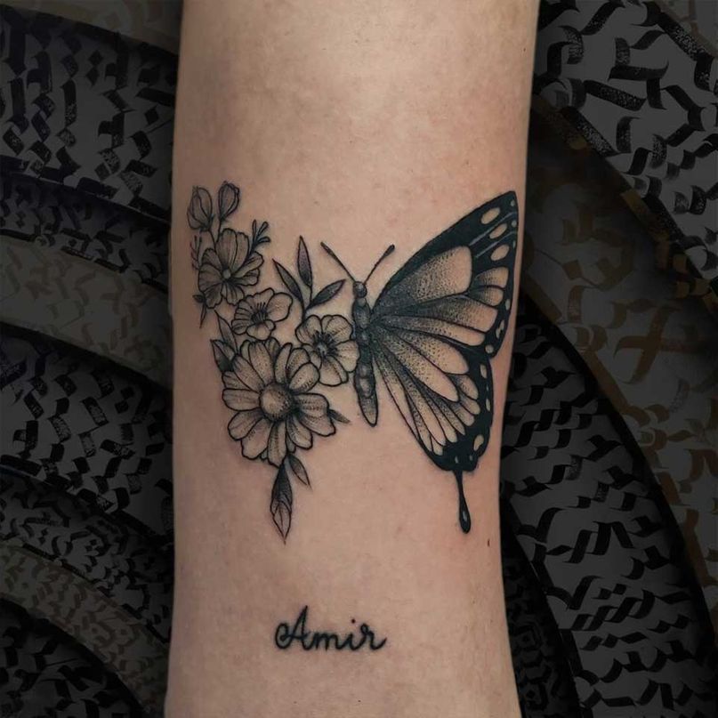 Ganesha Tattoo tatuajes lineal de mariposa